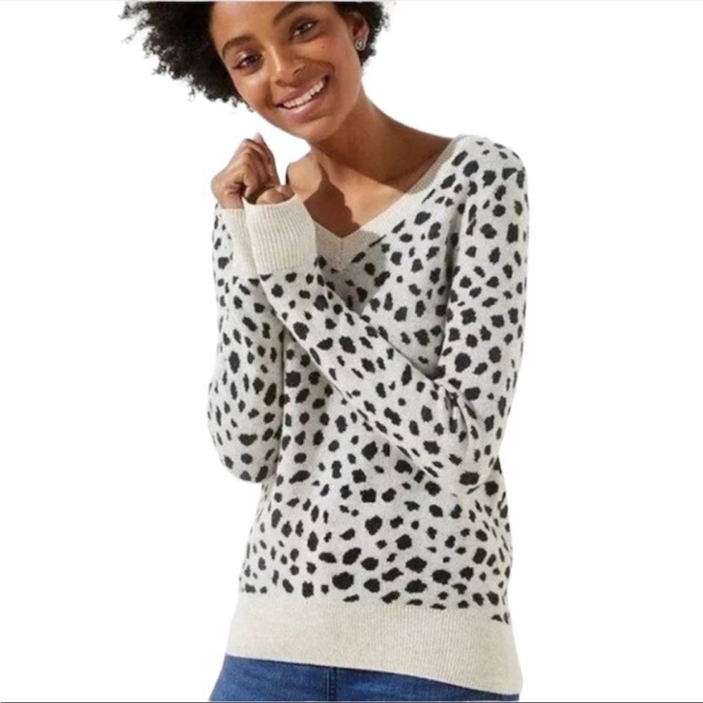 • Loft • Leopard Print V-Neck Sweater